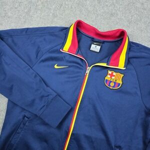 Nike FC Barcelona Track Jacket Mens Medium Blue Soccer Full Zip Training Warm Up